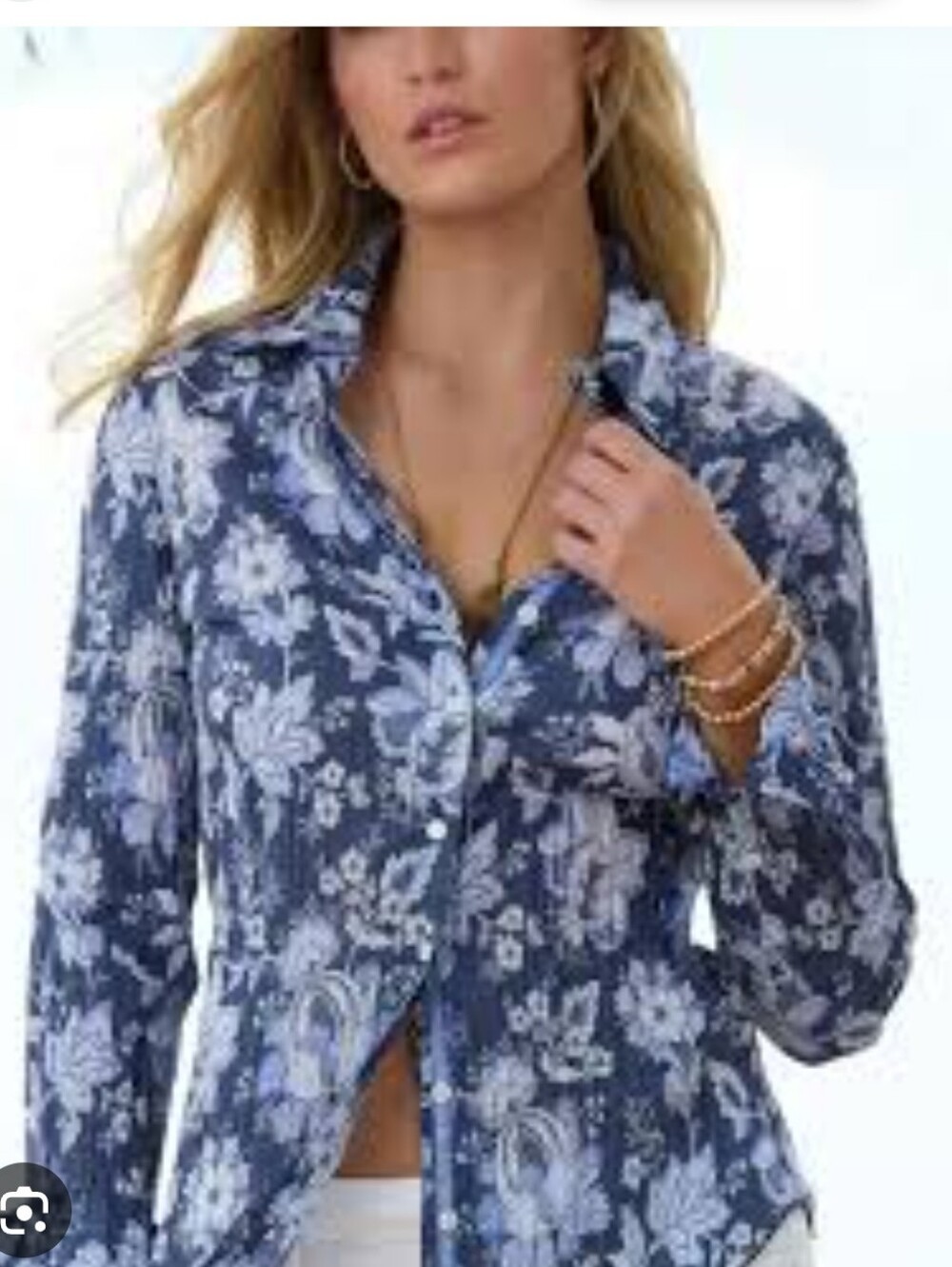 Riders by Lee Navy and White Floral Button-Down Shirt